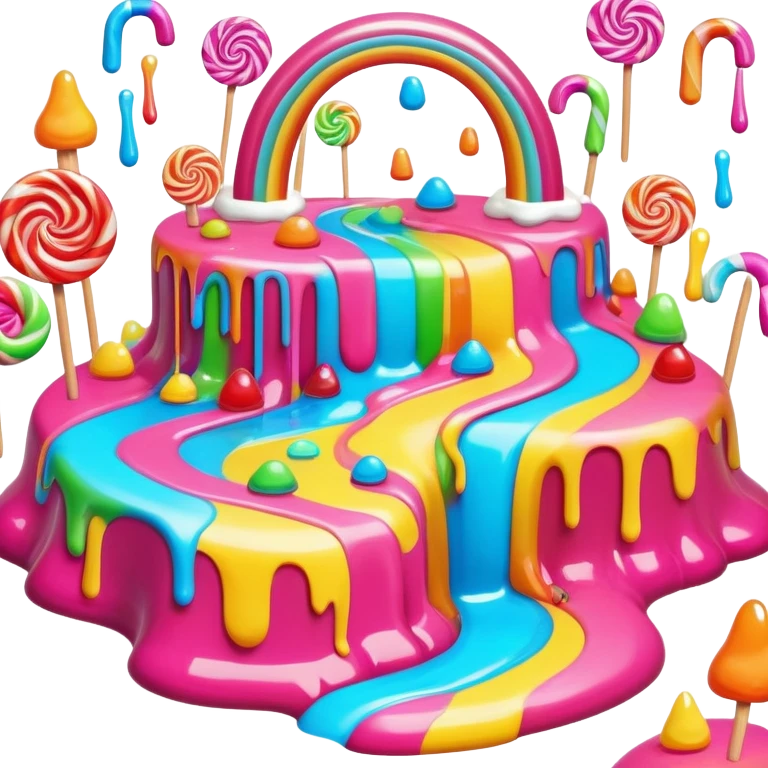 surreal melting neon rainbow candy land landscape emoji