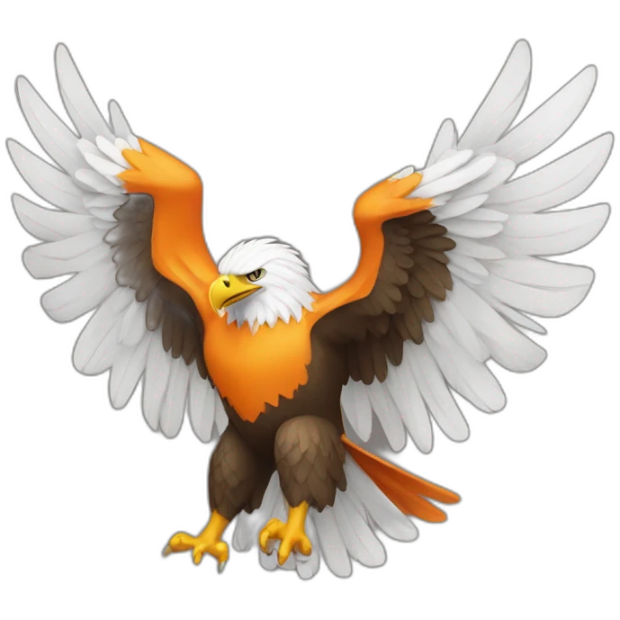 eagle spreading its wings with an orange and white flag emoji