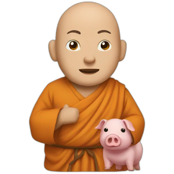 monk with pig emoji