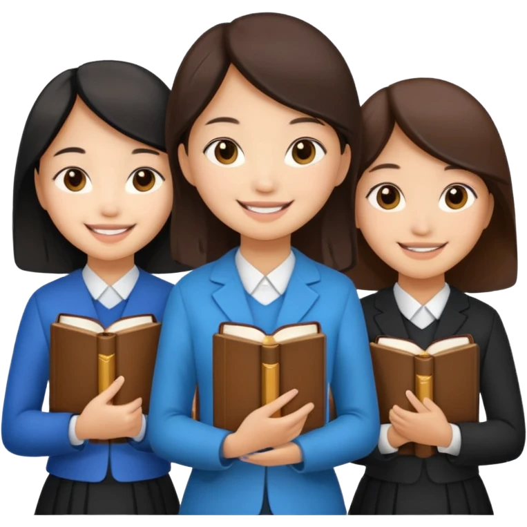 8 asian girls in a group, holding bibles emoji