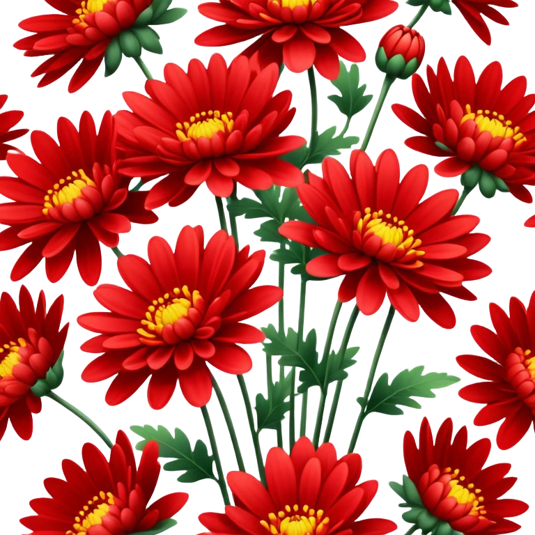 single Bright Red Chrysanthemum, straight stem emoji