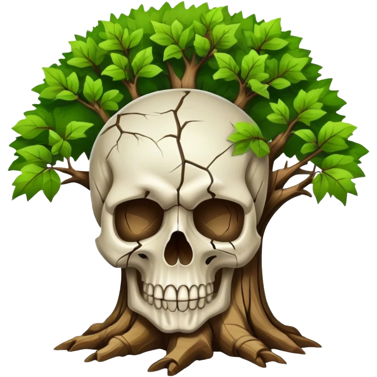 skull with a tree growing out of it emoji