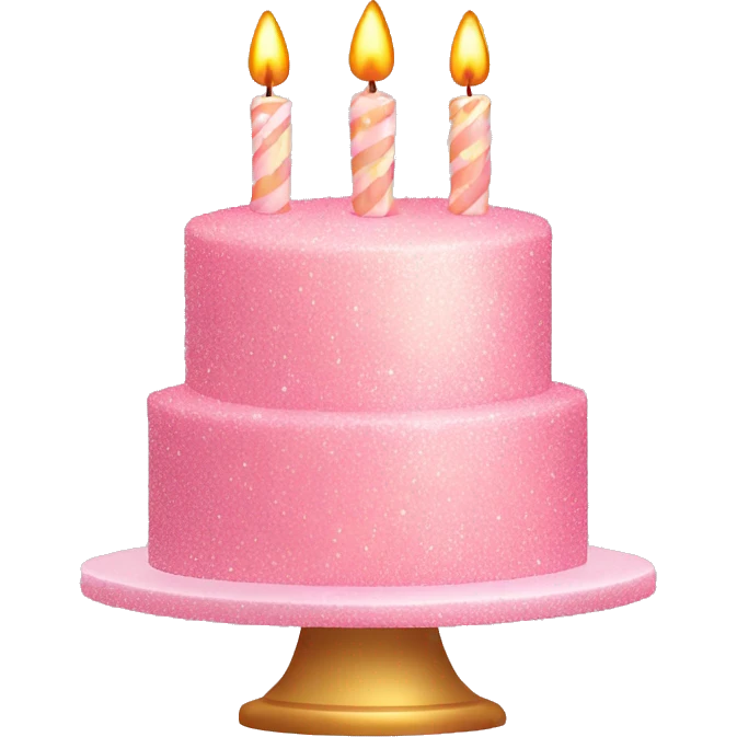 Sparkly light pink two tier birthday cake with candles emoji