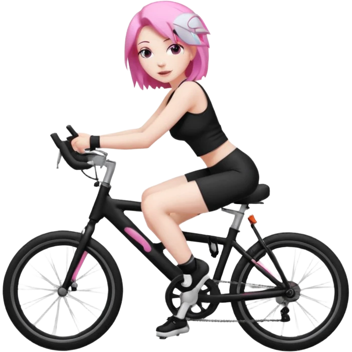 Bicycles Ergonomic bicycle of gym: seated white woman with hair black clothes pink emoji