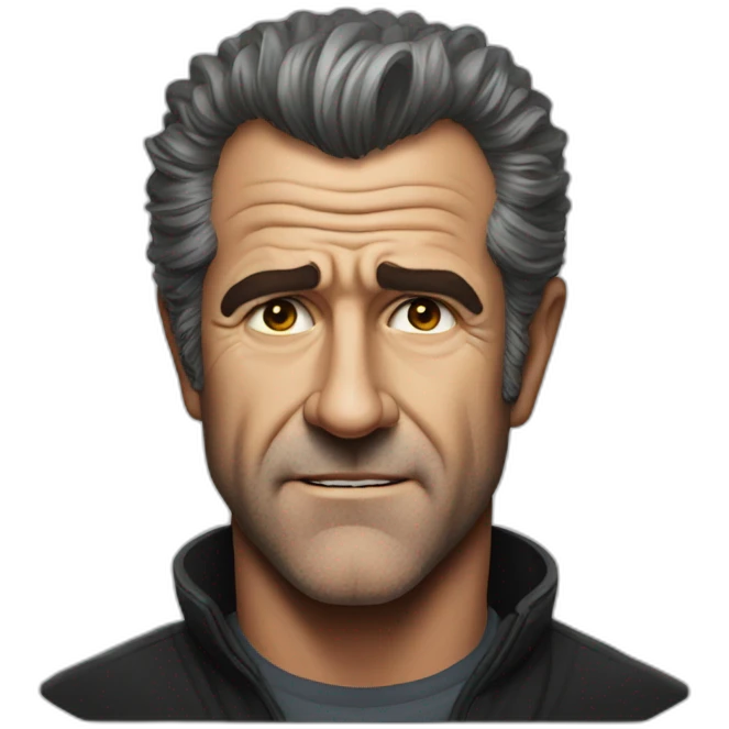 Mel Gibson portrait without smile emoji