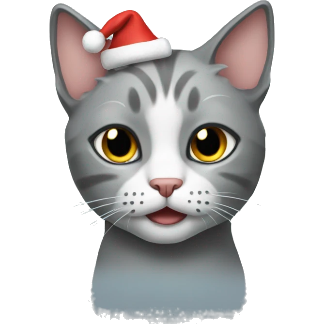 Gray Christmas cat emoji
