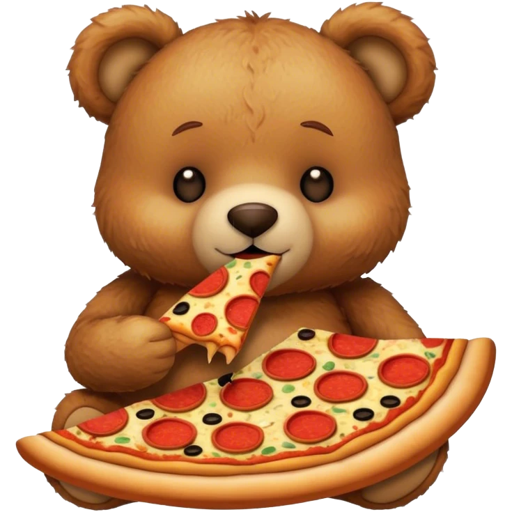 A teddy bear eating pizza emoji