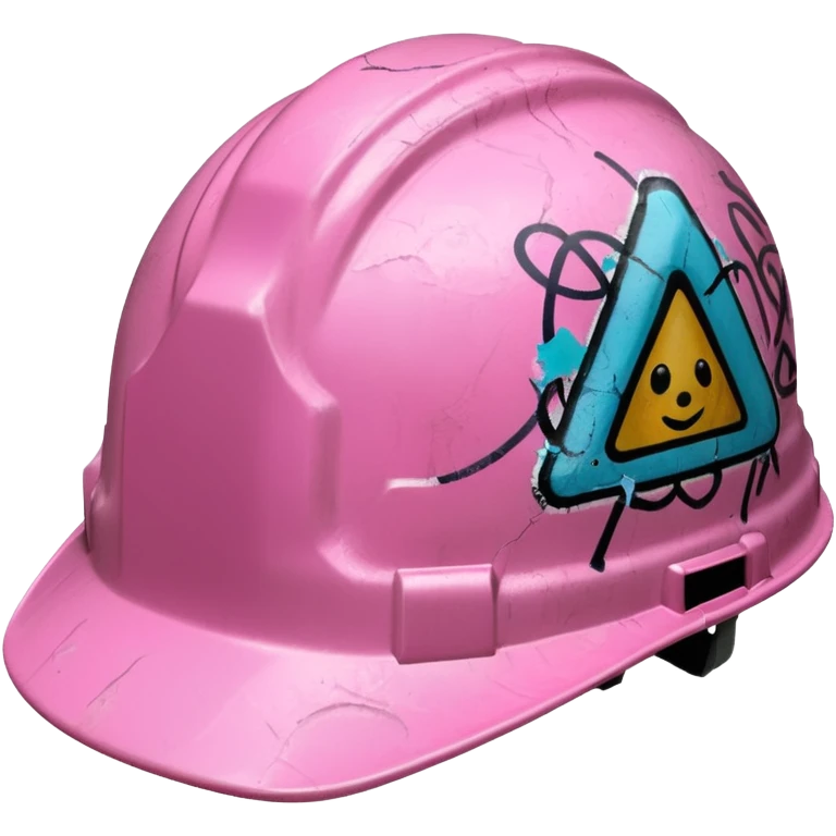 pink hard hat with graffity "PLAVLEYS" emoji
