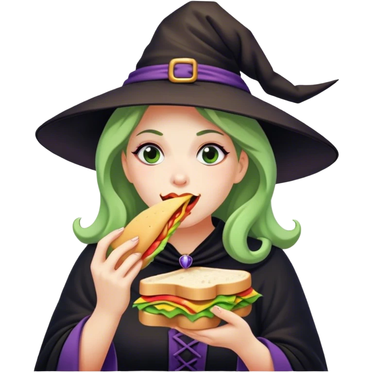 A witch eating a sandwich  emoji