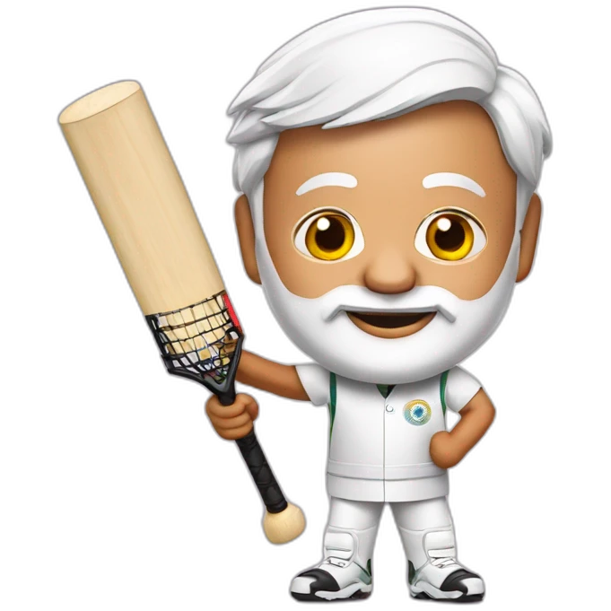 Narendra modi with cricket bat emoji