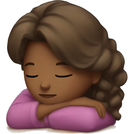 Brown hair girl asleep on her desk emoji