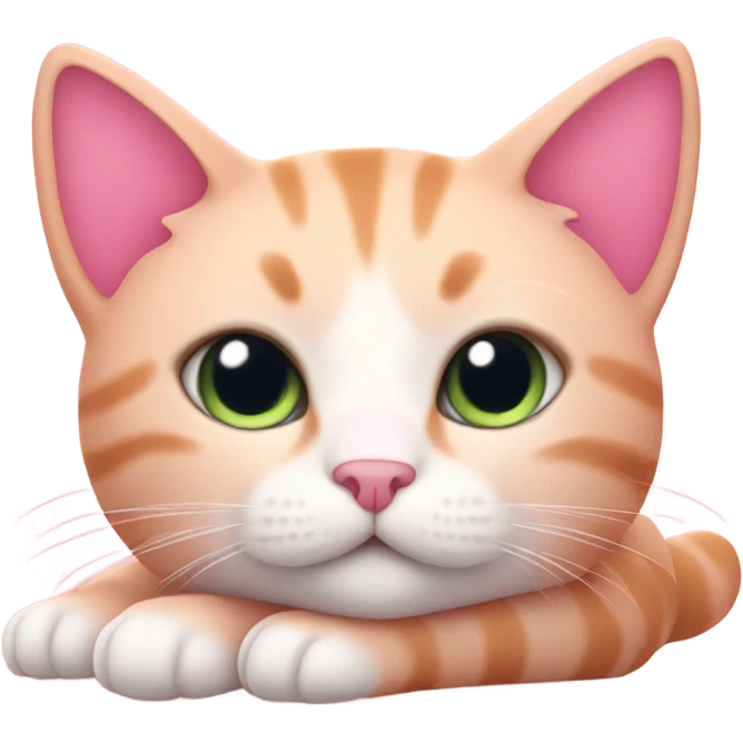Pink cute cat laying down  emoji