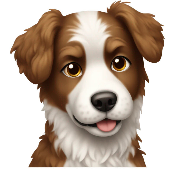 Brat brown and white fluffy dog  emoji
