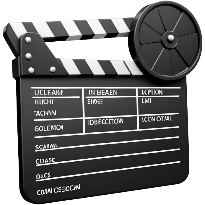 ultra simplified movie clapper with rectangular shapes at 45 degree angle, stripped of all details, pure geometric emoji