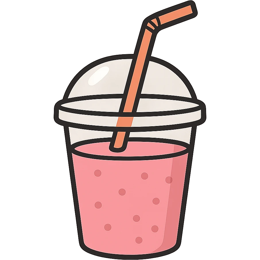 flat toon style pink beverage with a straw emoji