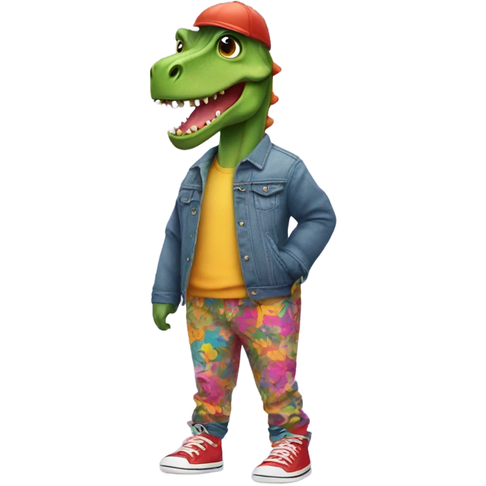 Dinosaur wearing pants and shoes emoji