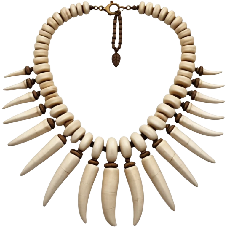 stone age necklace without human skeleton with elephant teeth and animal bones emoji