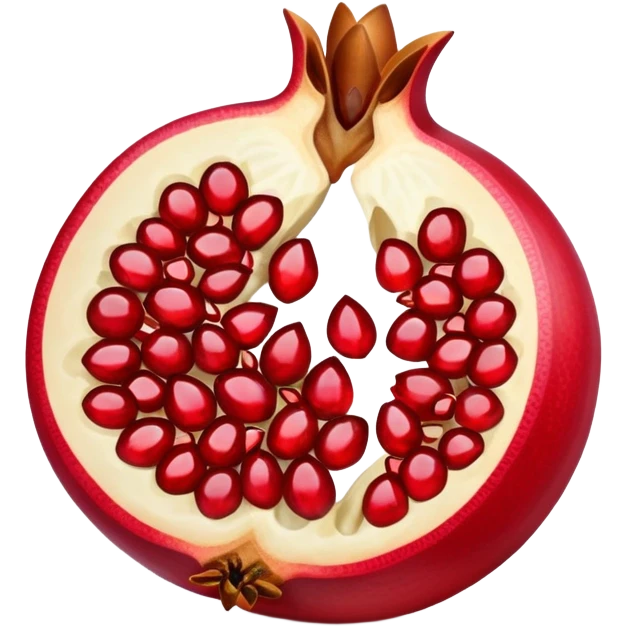 cut-open pomegranate showing the shiny, ruby-red seeds inside emoji