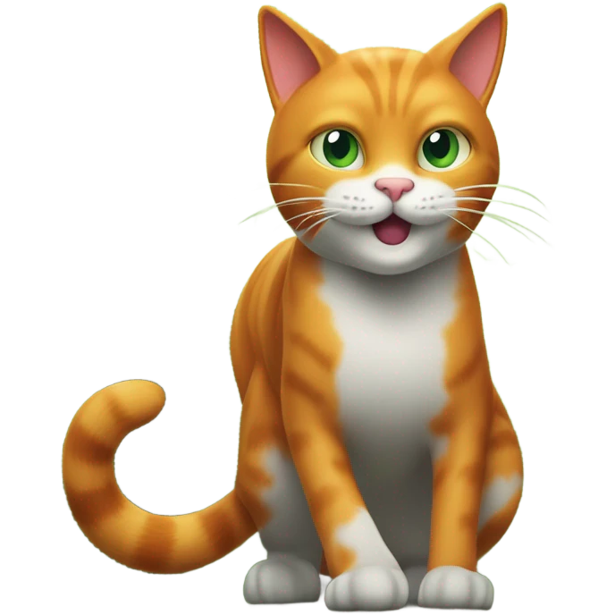Stealthy and adventurous, the sleek orange cat prowls the forest, its long tail swaying as its sharp eyes scan the green foliage. Subtle movements from its “villainous” prey—squirrels, foxes, and birds—add tension to the scene. emoji