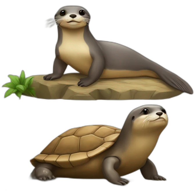 Loutre sur une tortue emoji