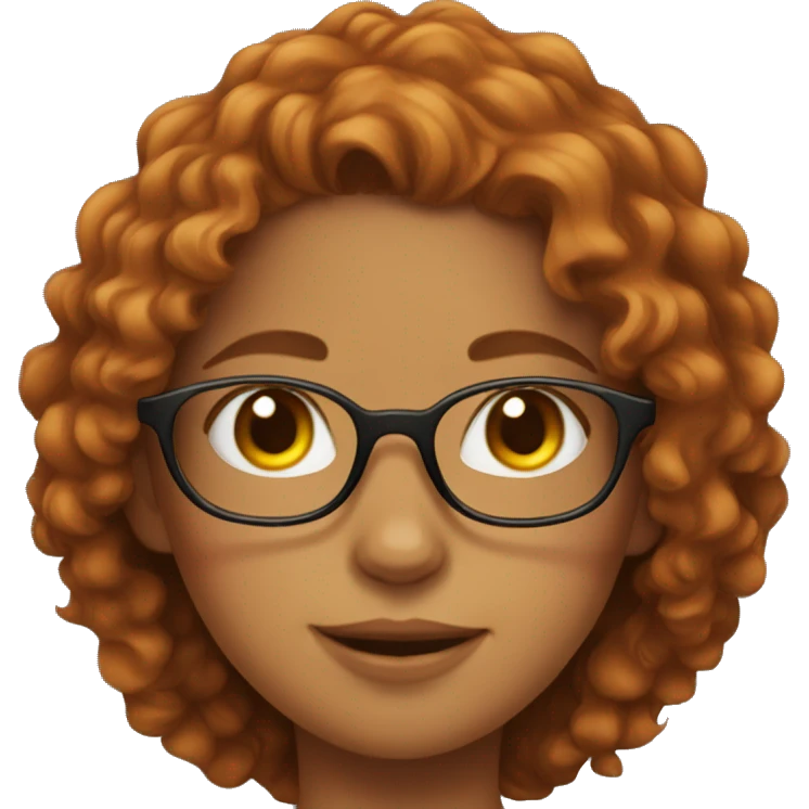 girl with glasses long curly hair and an orange cat emoji