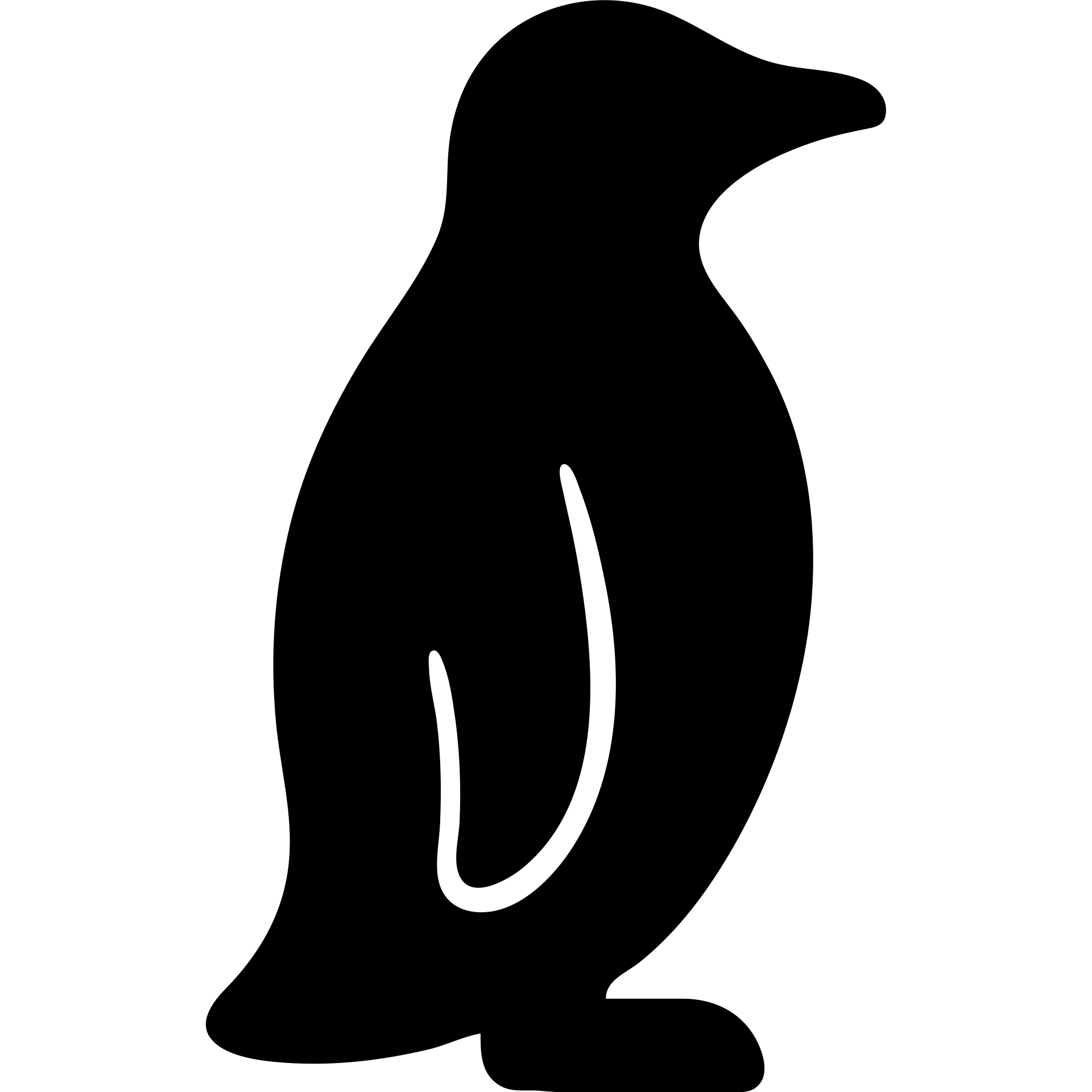 solid black penguin icon, minimal and bold emoji