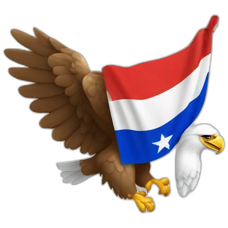 Aigle qui tien a sa patte un drapeau de l'Amérique emoji