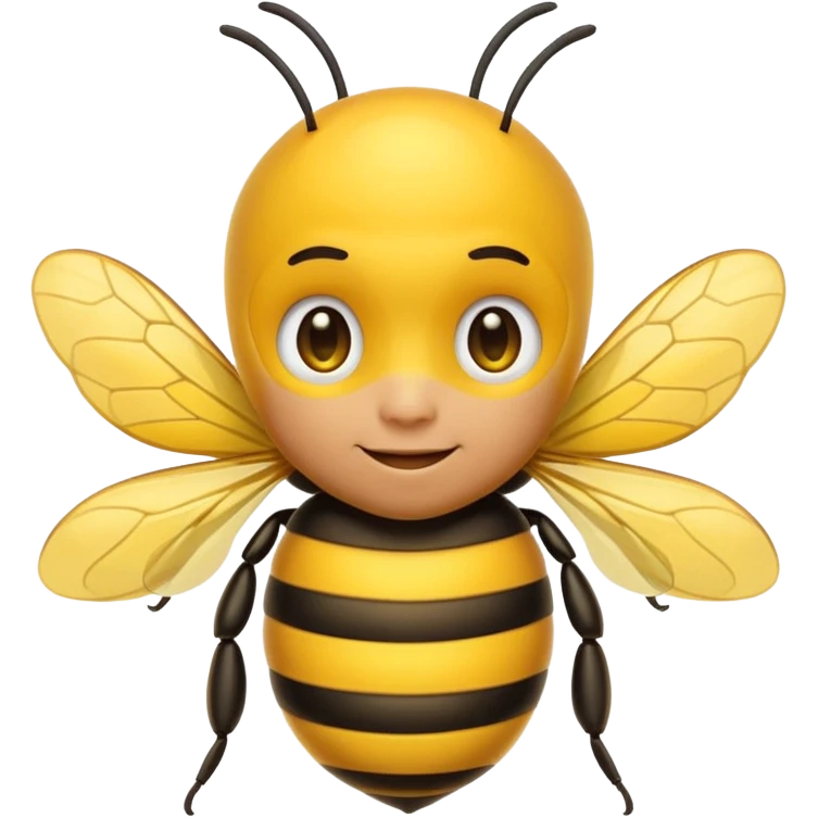 Convert this into a cute emoji-style bee with a human male face. Use bold outlines, bright colors, smooth shading, and a clean glossy sticker look. Transparent or white background. emoji