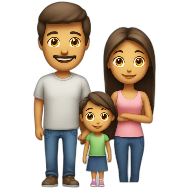 Family with 4, father, mother, teenager boy, small girl emoji