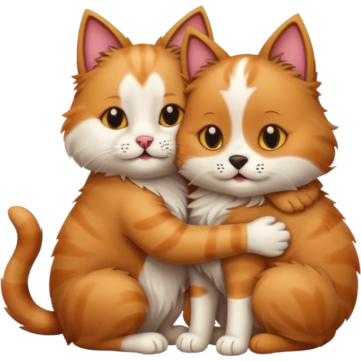 cat and dog hug emoji