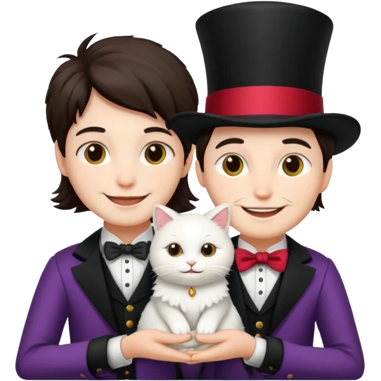 magician couple and their pet cat emoji