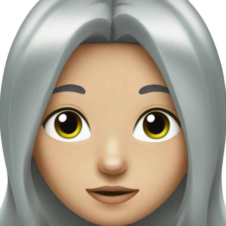 Green eyed long haired gray cat girl emoji