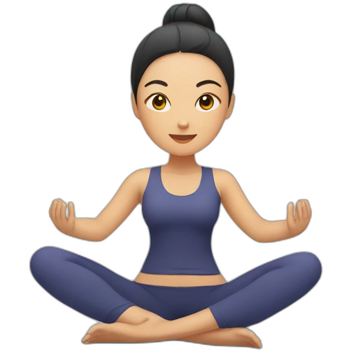 Asian woman doing yoga emoji