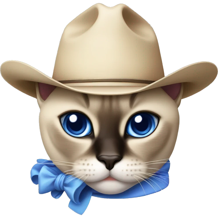 Fat Siamese cat crossed blue eyes lavender cowboy hat emoji