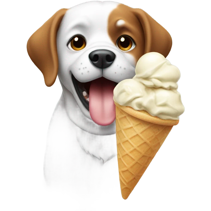 A dog eating ice cream emoji