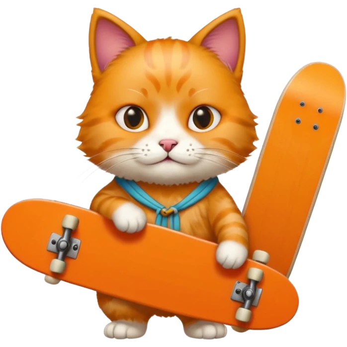 ancient chinese cat hold skateboard  emoji