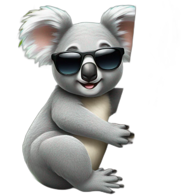 Koala With sunglasses on a tree  emoji