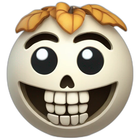 3d sphere with a cartoon Wither Skeleton skin texture with big calm eyes emoji