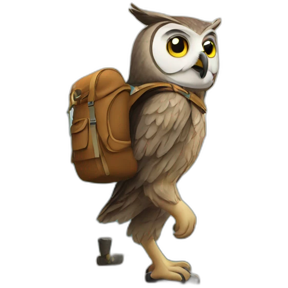 A owl hiking emoji