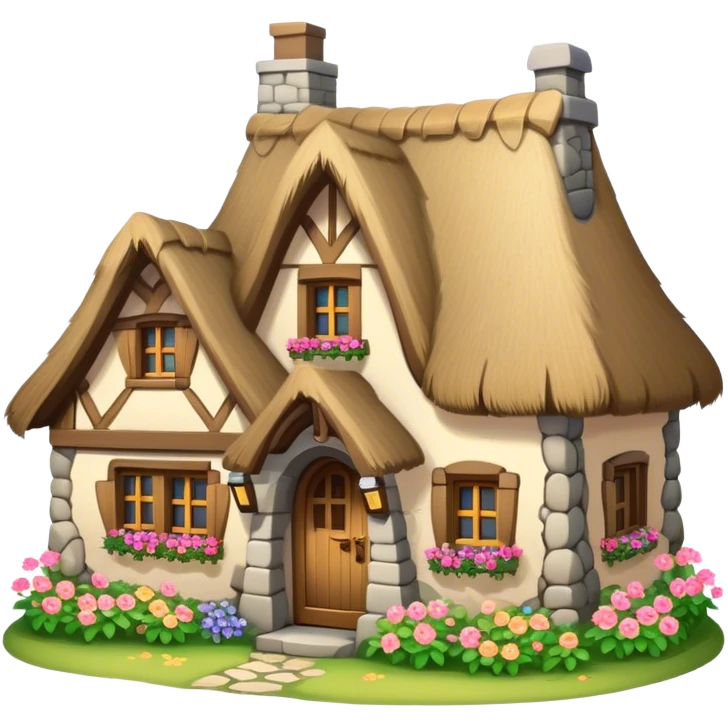 Cozy Fantasy cottage with flowers emoji