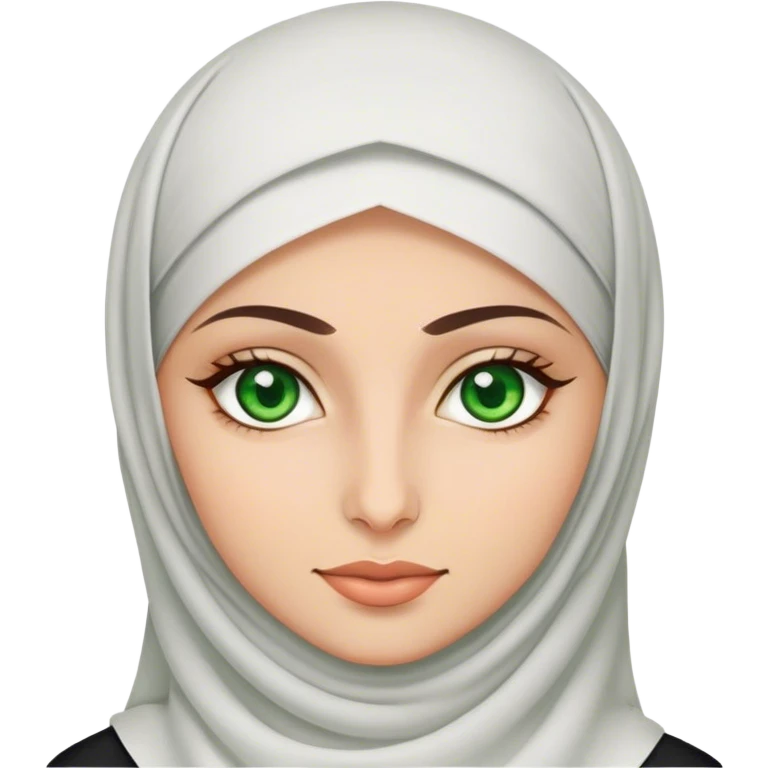 Fair skin Muslim woman green eyes emoji