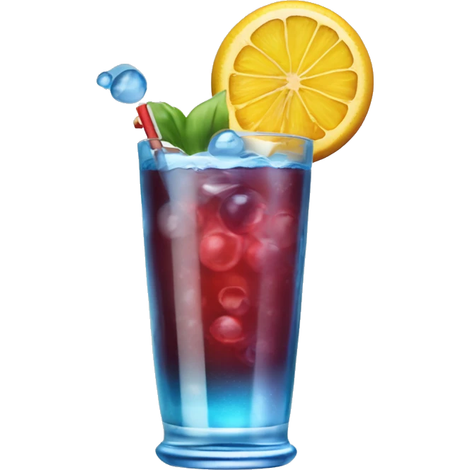imaginer un emoji qui représente une boisson bleue, comme un cocktail avec des glaçons ou une boisson gazeuse. On pourrait le styliser avec des bulles ou des fruits pour le rendre plus attrayant. emoji