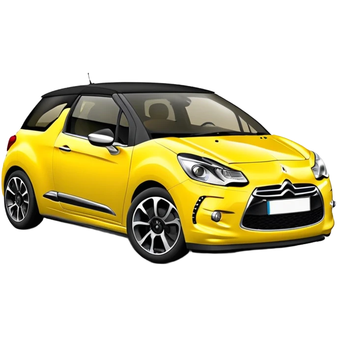 Yellow car Citroen DS3 with black roof like from car catalog  front left side emoji