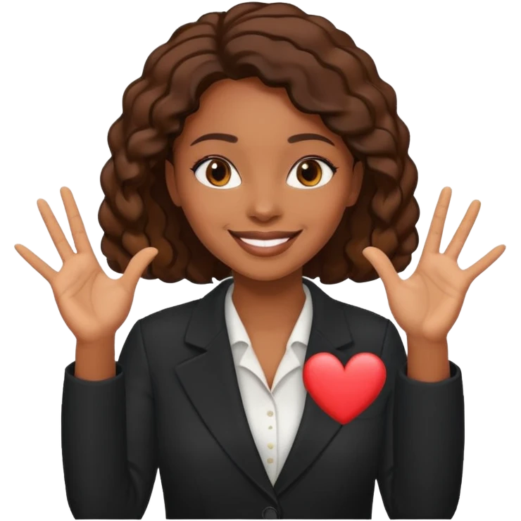 Black woman lawyer making hand hearts emoji