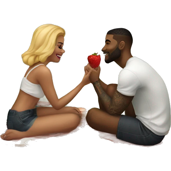Romantic picnic date for beautiful tattooed couple emoji