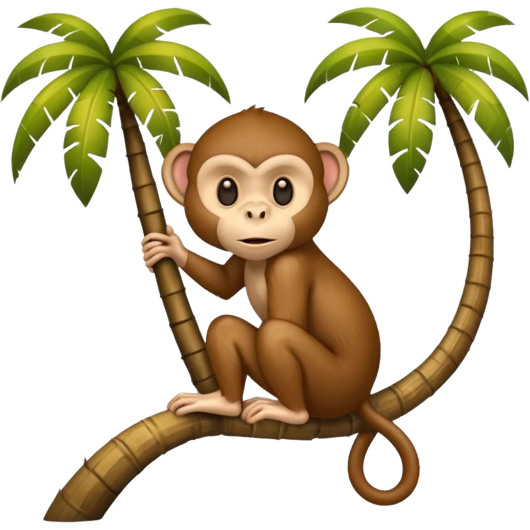 coconut tree with a monkey small emoji