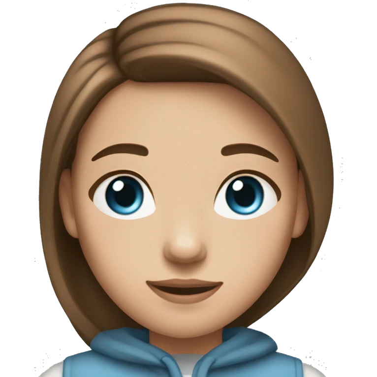 A girl that has light skin blue eyes and straight brown hair emoji