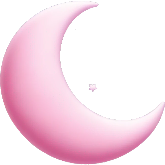 Pink crescent moon with sparkly white clouds emoji
