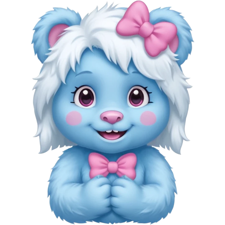 blue girl care bear yeti with bow emoji