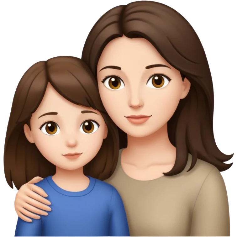 mother and daughter with brunette hair emoji
